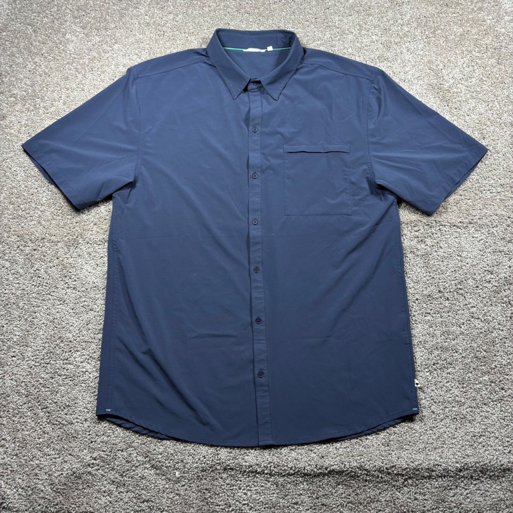 Cotopaxi Cambio Mens XXL Blue Gray Short Sleeve Button Down Stretch Shirt